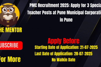 PMC Recruitment 2025 Apply for 3 Special Teacher Posts at Pune Municipal Corporation in Pune