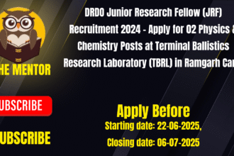DRDO Junior Research Fellow (JRF) Recruitment 2024