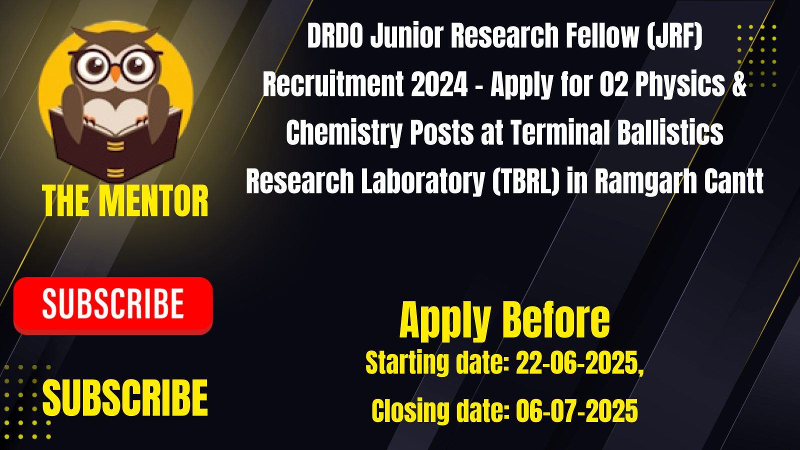 DRDO Junior Research Fellow (JRF) Recruitment 2024