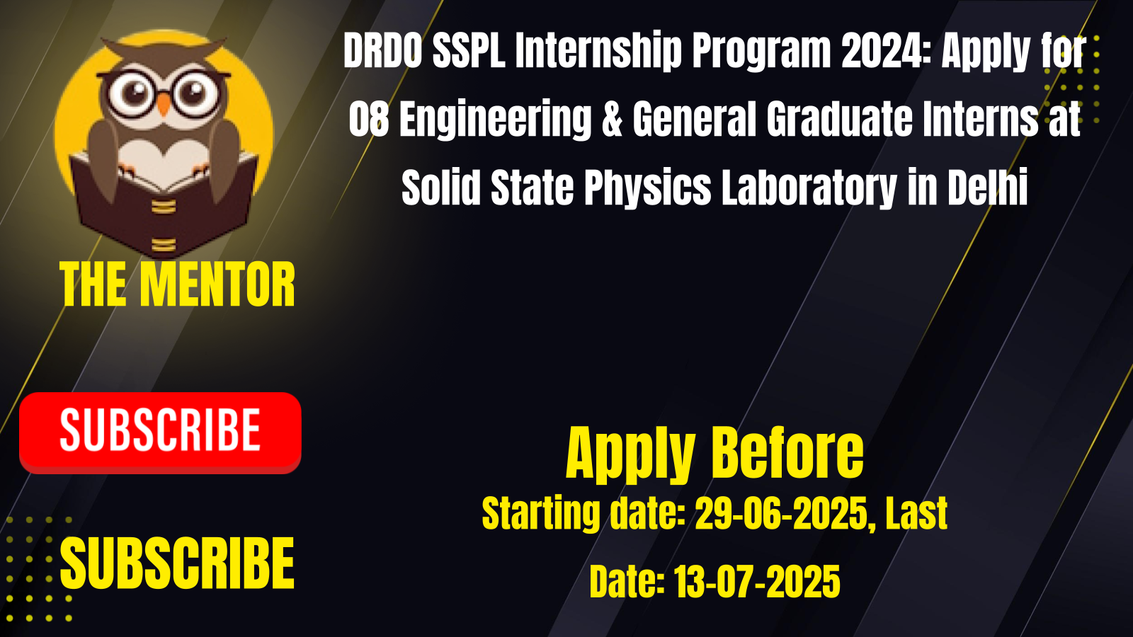DRDO SSPL Internship Program 2024