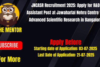 JNCASR Recruitment 2025