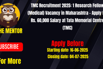 TMC Recruitment 2025: 1 Research Fellow (Medical) Vacancy in Maharashtra