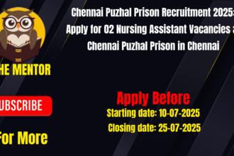 Chennai Puzhal Prison Recruitment 2025