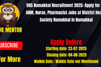 DHS Namakkal Recruitment 2025 Apply for 101 ANM Nurse Pharmacist Jobs at District Health Society Namakkal in Namakkal