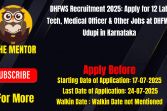 DHFWS Recruitment 2025 Apply for 12 Lab Tech Medical Officer & Other Jobs at DHFWS Udupi in Karnataka
