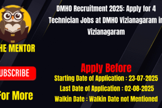 DMHO Recruitment 2025 Apply for 4 Technician Jobs at DMHO Vizianagaram in Vizianagaram