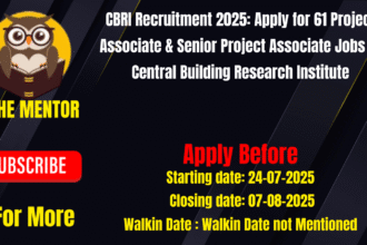 CBRI Recruitment 2025 Apply for 61 Project Associate & Senior Project Associate Jobs at Central Building Research Institute