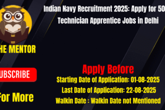 Indian Navy Recruitment 2025 Apply for 50 ITI Technician Apprentice Jobs in Delhi