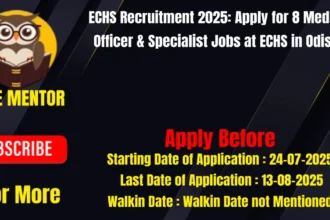 ECHS Recruitment 2025 Apply for 8 Medical Officer & Specialist Jobs at ECHS in Odisha