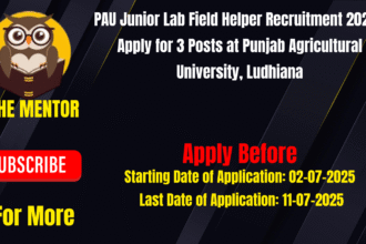 PAU Junior Lab Field Helper Recruitment 2025