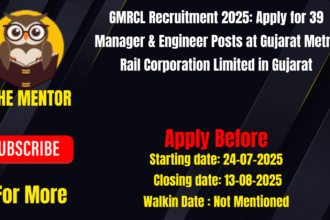 GMRCL Recruitment 2025 Apply for 39 Manager & Engineer Posts at Gujarat Metro Rail Corporation Limited in Gujarat