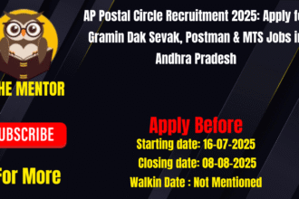 AP Postal Circle Recruitment 2025 Apply for Gramin Dak Sevak Postman & MTS Jobs in Andhra Pradesh