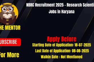 NBRC Recruitment 2025 Research Scientist Jobs in Haryana