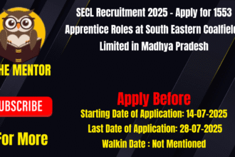 SECL Recruitment 2025 Apply for 1553 Apprentice Roles at South Eastern Coalfields Limited in Madhya Pradesh
