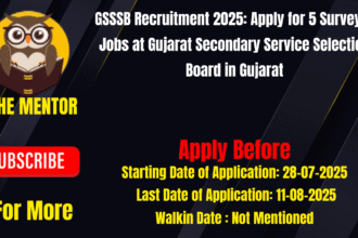 GSSSB Recruitment 2025 Apply for 5 Surveyor Jobs at Gujarat Secondary Service Selection Board in Gujarat