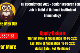 NII Recruitment 2025 Senior Research Fellow Job in Delhi at National Institute of Immunology