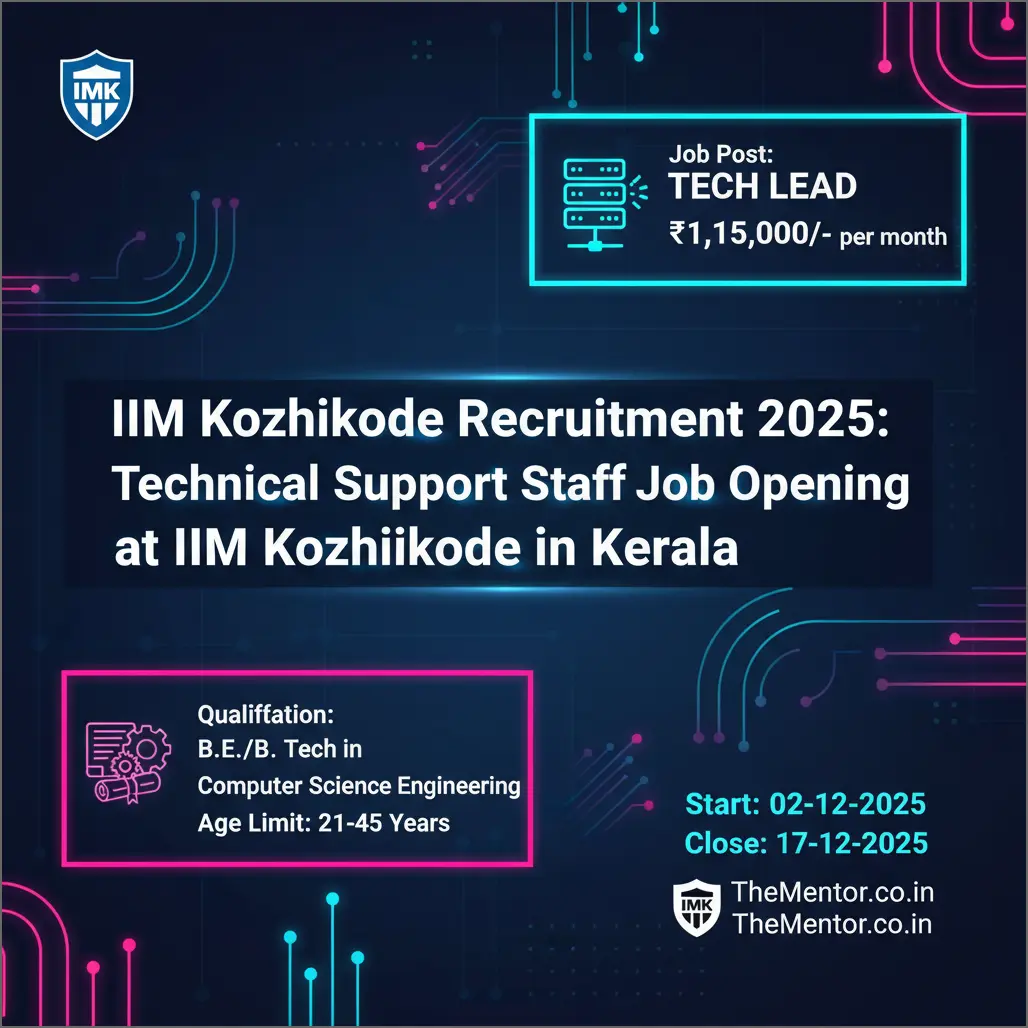 IIM Kozhikode Recruitment 2025: Technical Support Staff Job Opening at IIM Kozhikode in Kerala